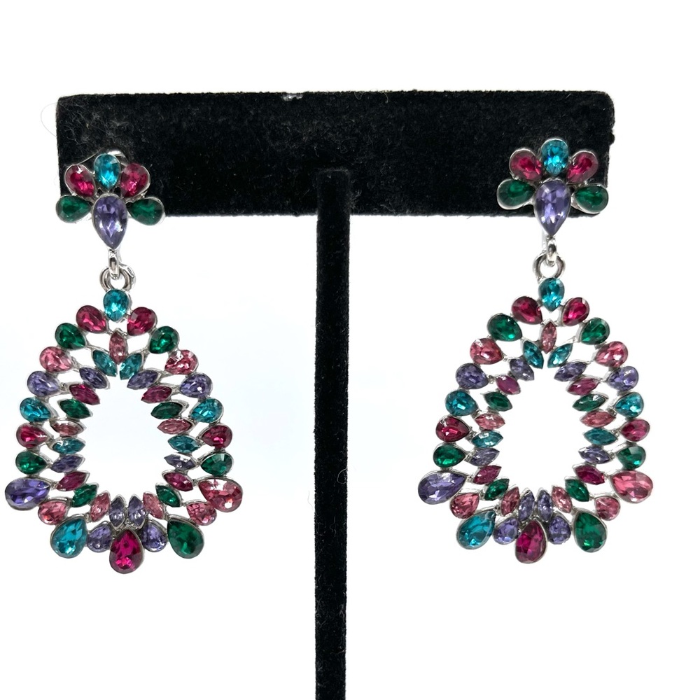 Multicolored Crystals Drop Earrings - image 1